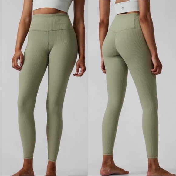 Athleta Elation Rib Tights Leggings Eucalyptus Olive Green Activewear Women’s M - Picture 1 of 11